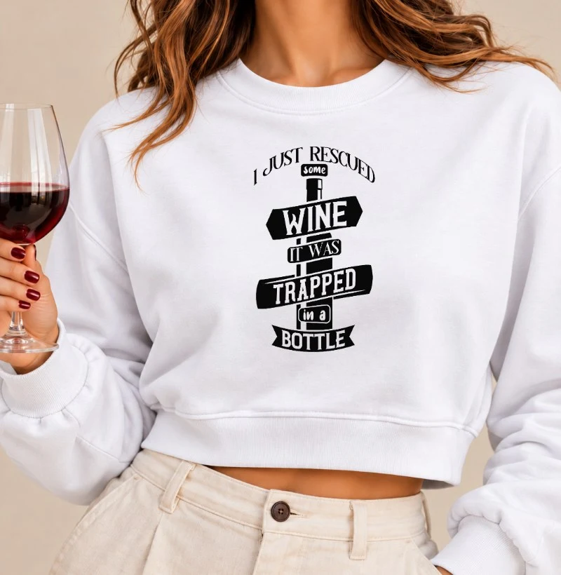 Camiseta Wine Rescue - Cropped Moletom