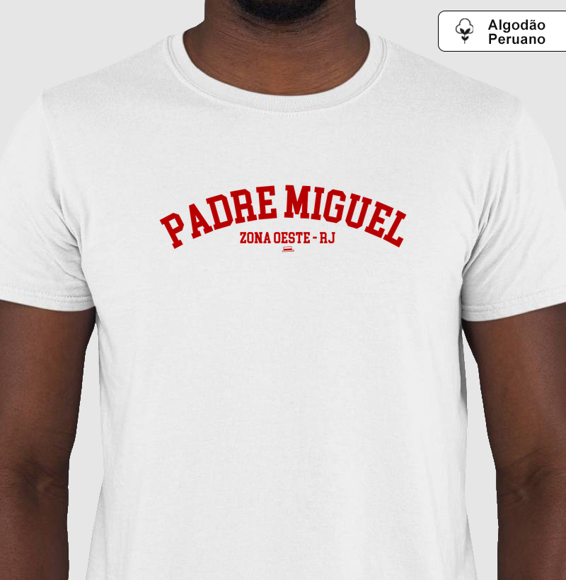 Padre Miguel - Vermelho e Branco - Camiseta Algodão Peruano