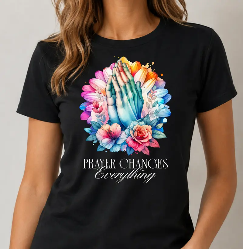 Camiseta Feminina Acinturada Oração Muda Tudo - Camiseta