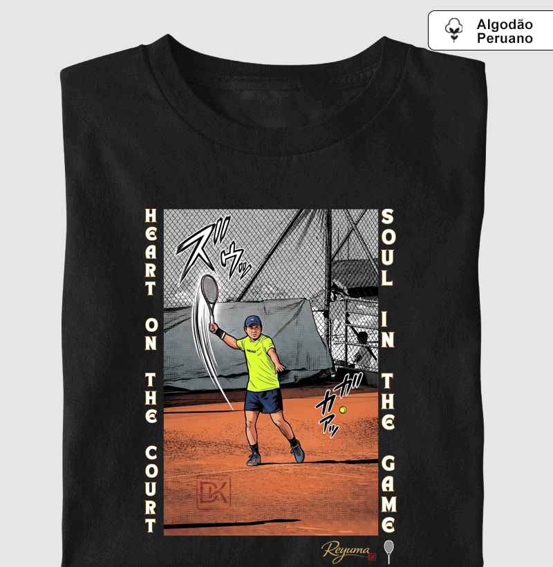 Camiseta Masculina e Feminina de Algodão Peruano Tênis "Heart & Soul" 
