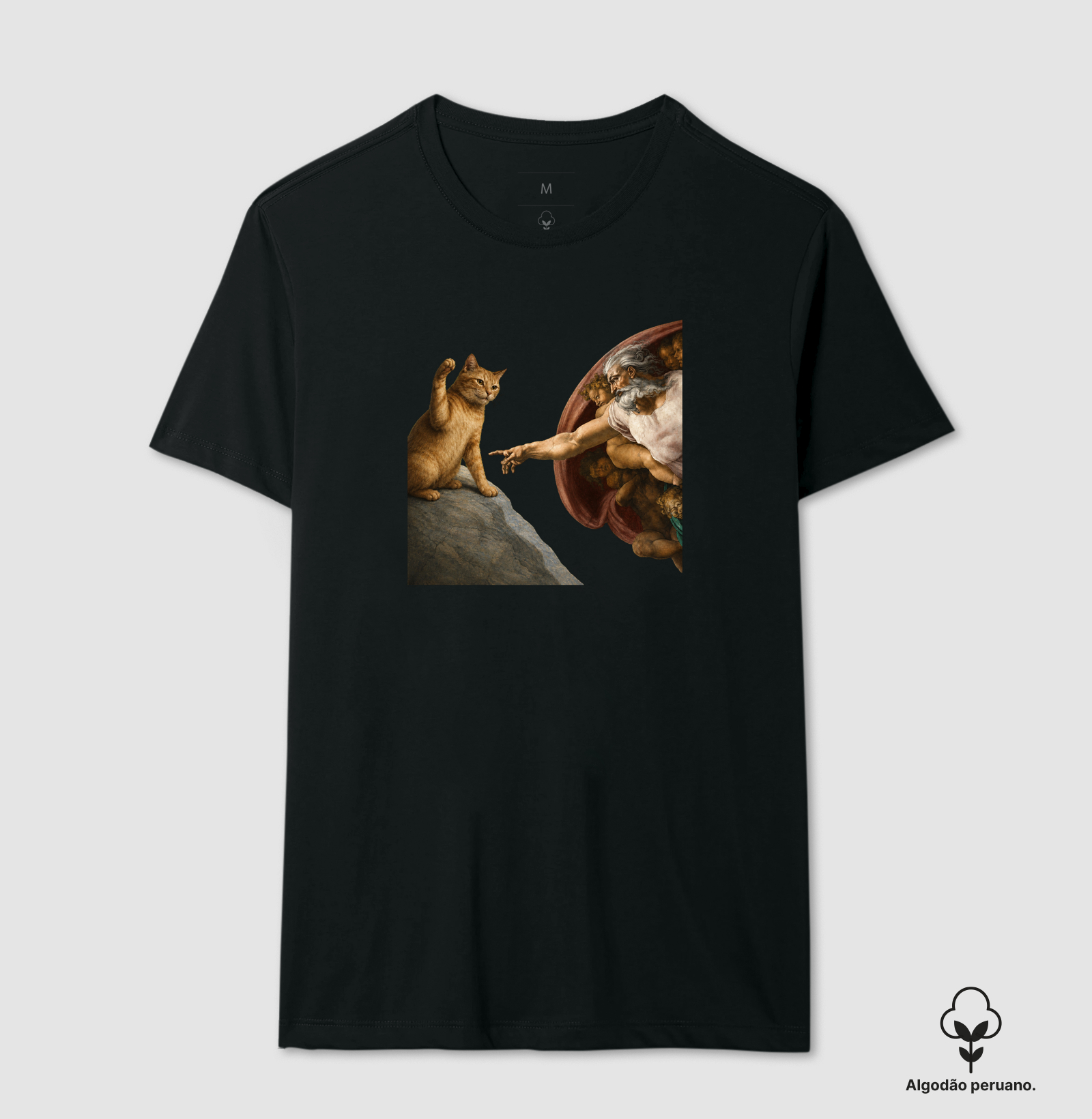 Michelangelo Orange Tabby - Camiseta Algodão Peruano