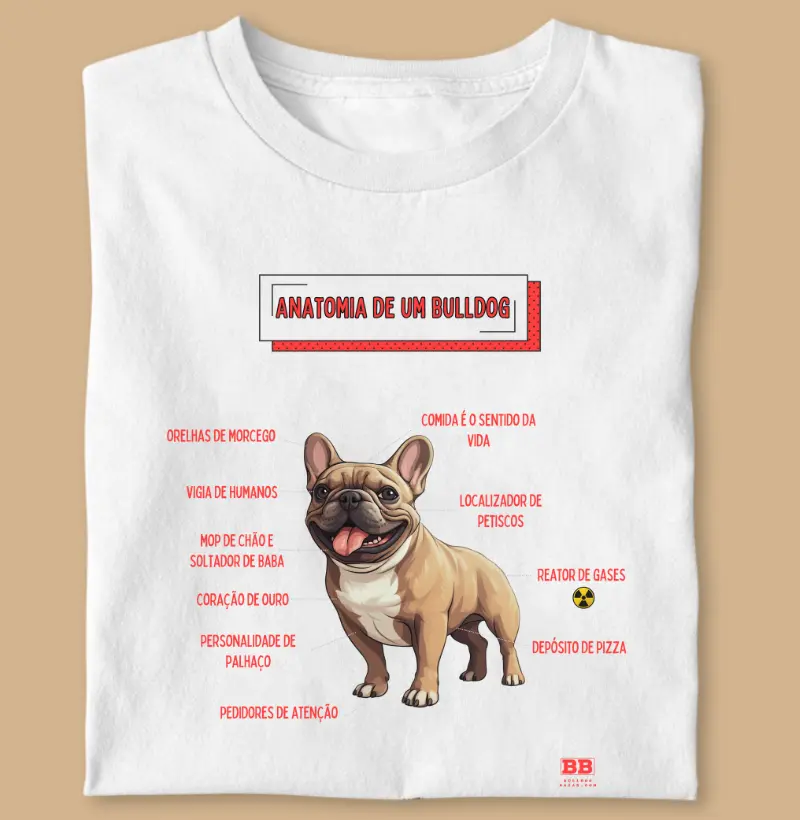 Camiseta Bulldog Frances "Anatomia de um Bulldog"