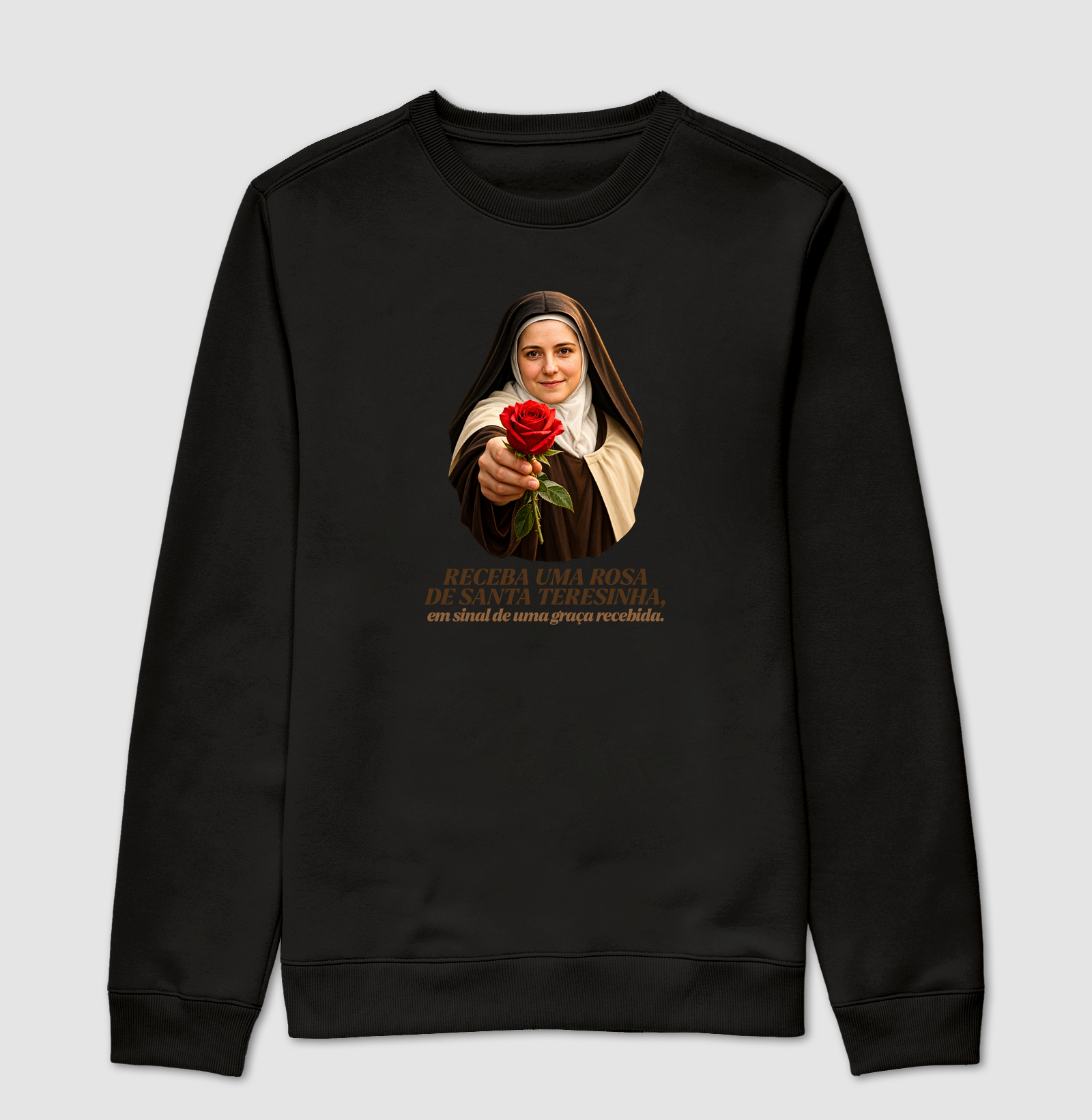 Camiseta Santa Teresinha do Menino Jesus Receba uma Rosa