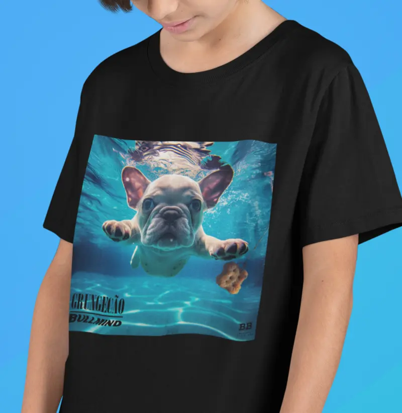 Camiseta Infantil Bulldog Francês "Grungecão II"