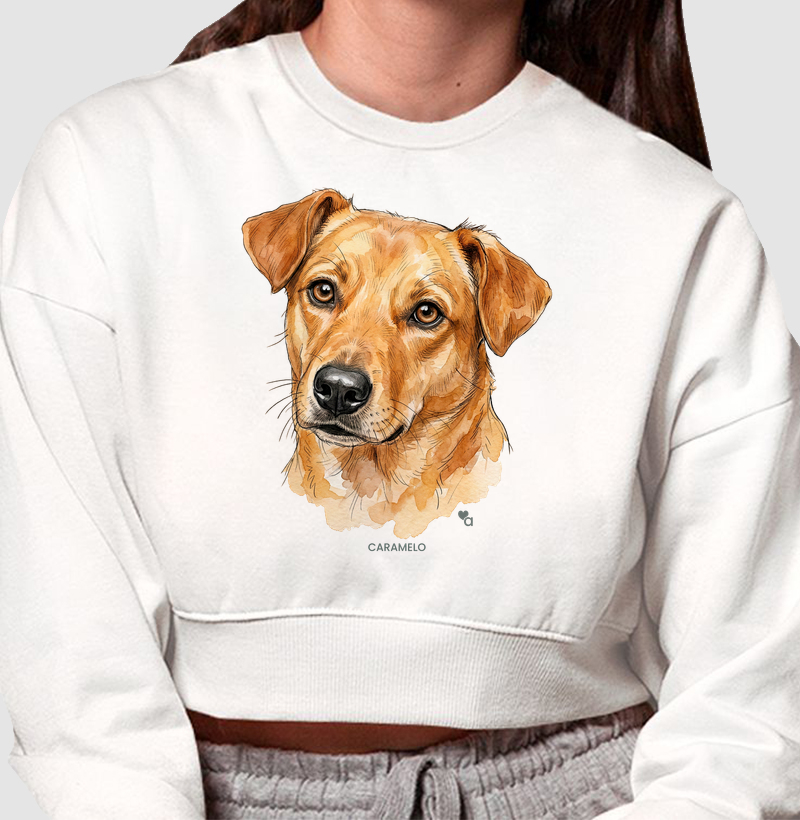 Cães - Caramelo - Moletom Cropped