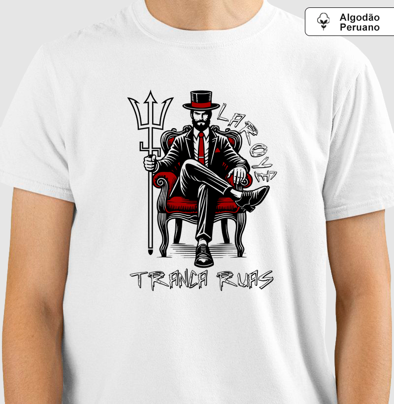 Camiseta Umbanda Exu Tranca Ruas - Algodão Peruano