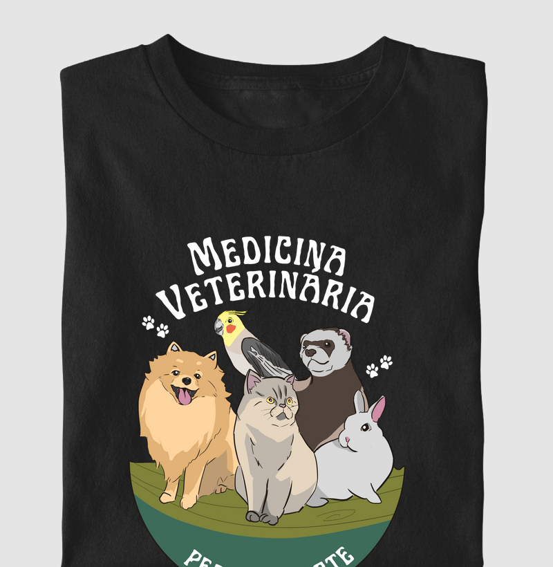 Camiseta Medicina Veterinária Pequeno Porte Pets Animais Algodão - Fauna Way
