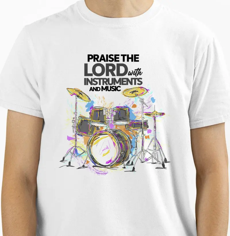 Praise the Lord with instruments and music camiseta qualidade reserva