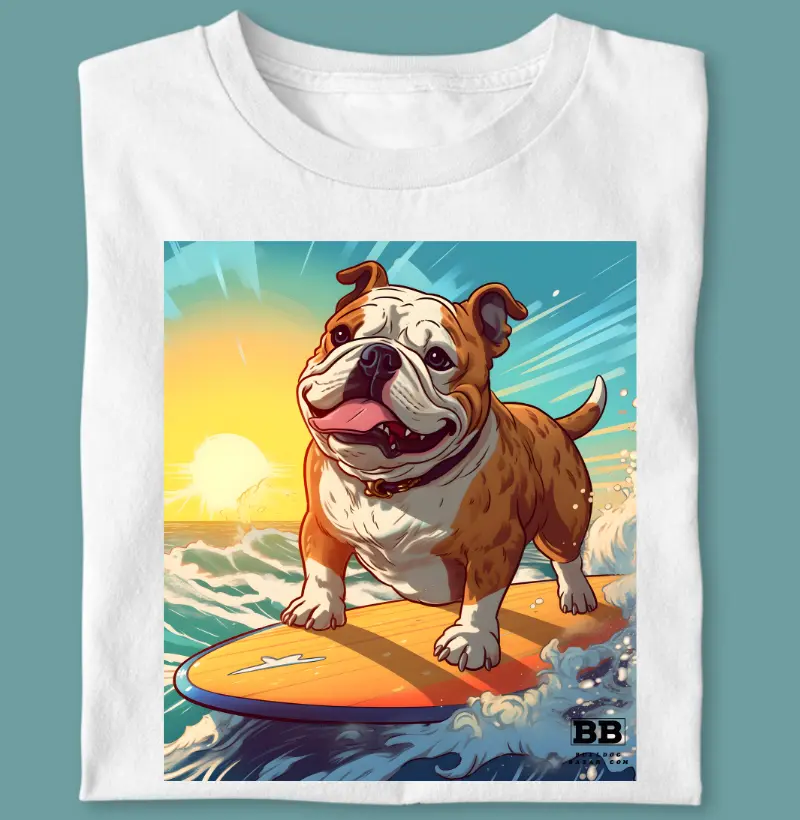 Camiseta Bulldog Ingles "Banho de Mar II"