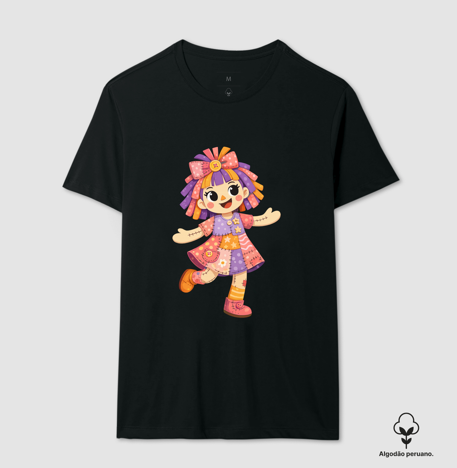 Práxis Camiseta Algodão Peruano Boneca de Pano - Rosa