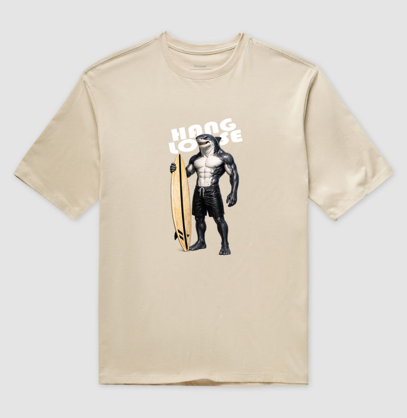 Camiseta Oversized Tubarão Surfista - Hang Loose