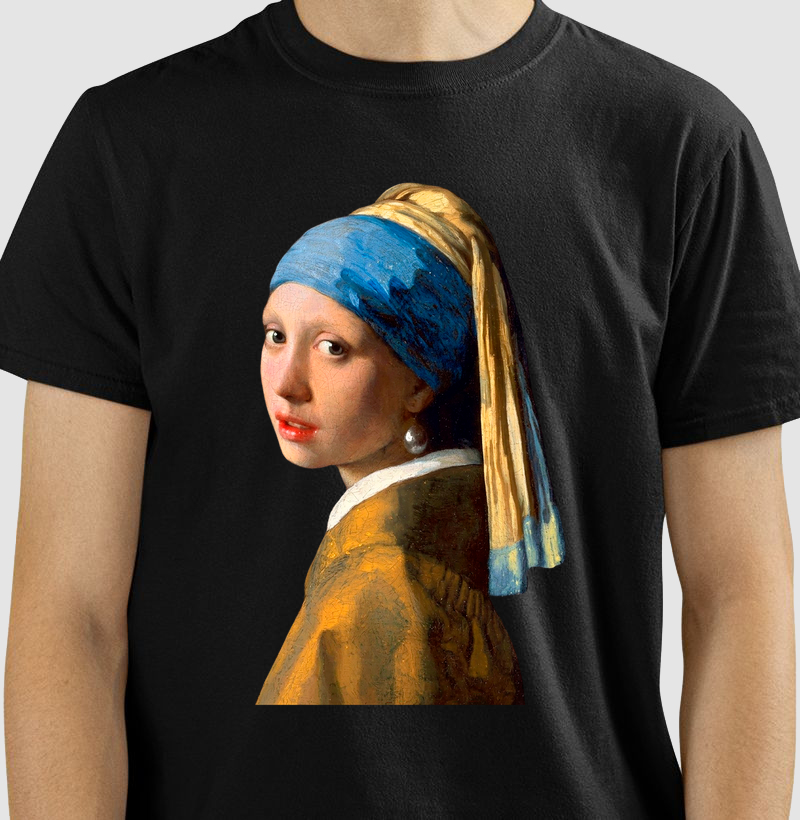 Camiseta Vermeer Moça com Brinco de Pérola Arte Clássica