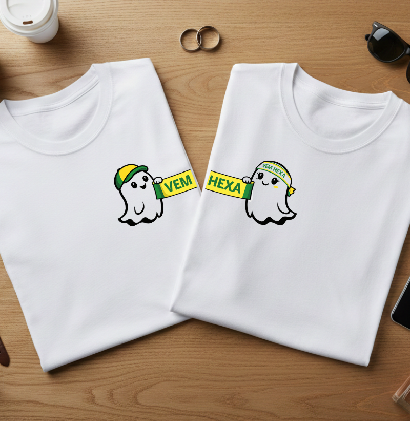 Camiseta Casal “HEXA” – Torcida Brasil 🇧🇷🏆 #211