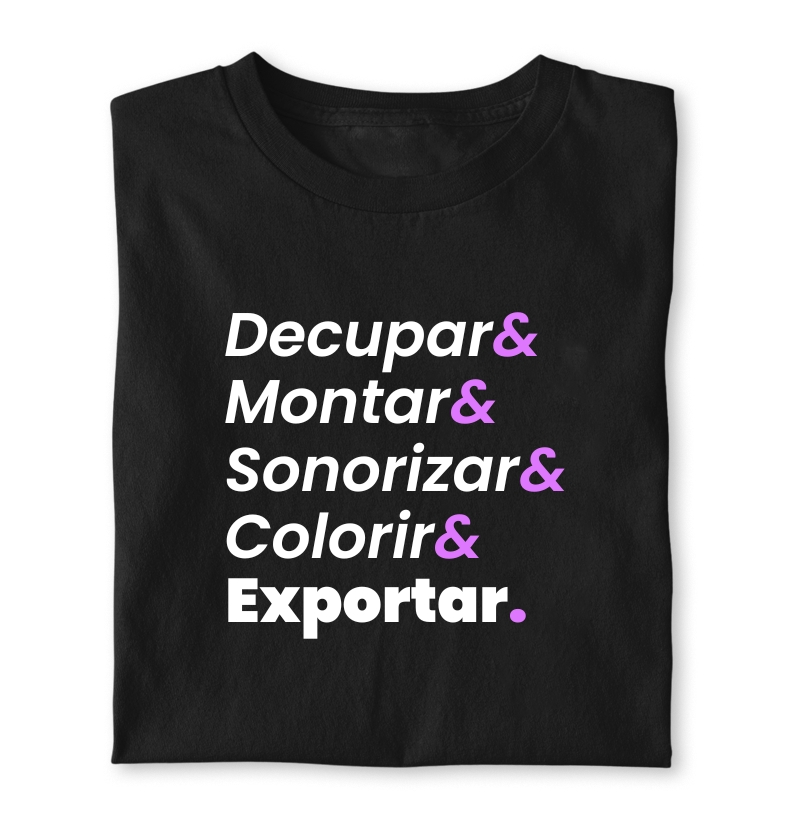 Decupar, montar, sonorizar, colorir, exportar.