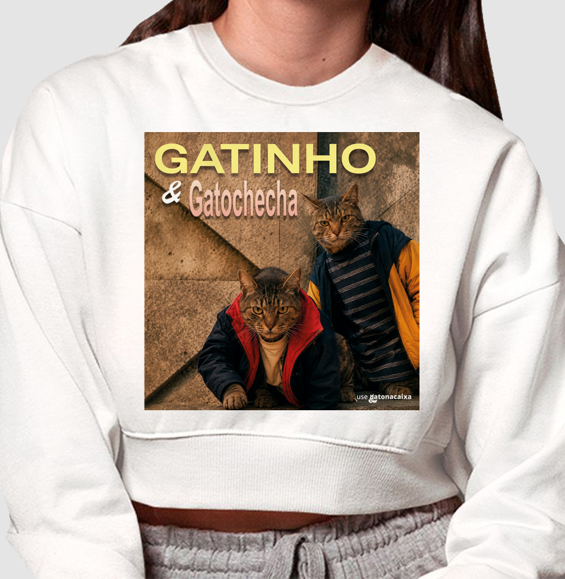 Gatinho e Gatochecha - Cropped Moletom