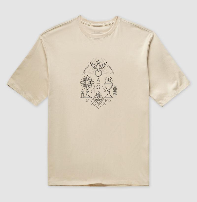 Camiseta Oversized Símbolos da Bíblia