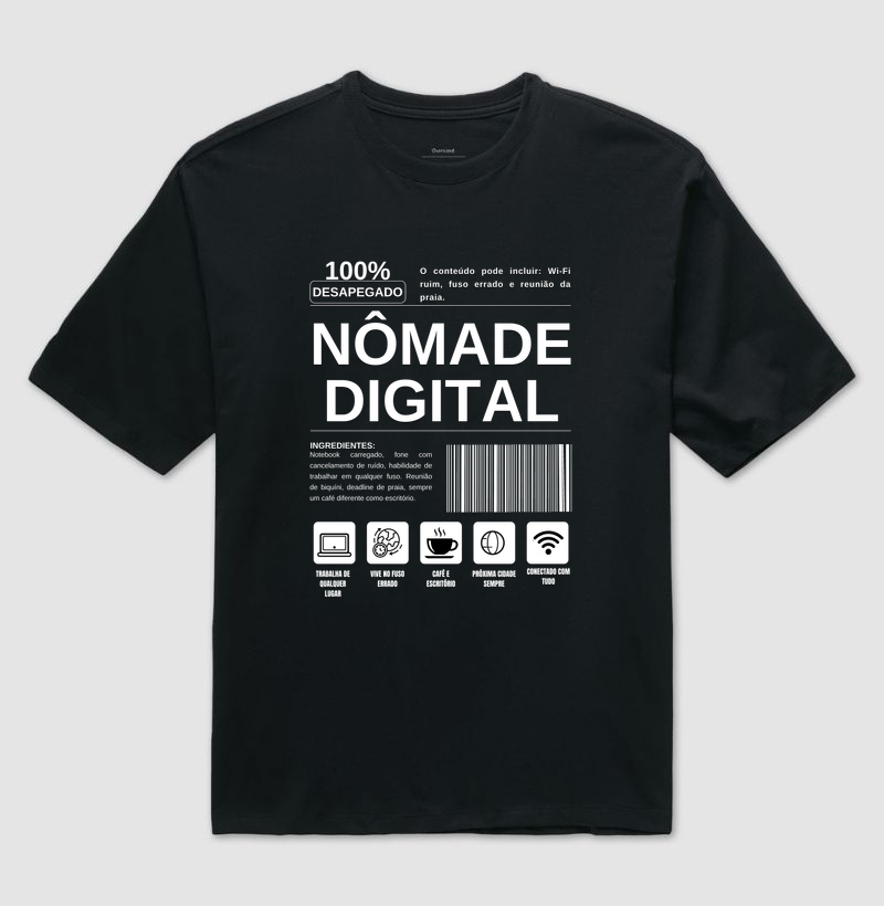 Camiseta Nomade Digital 100% Desapegado | Estampa Nomade Digital Viagem | Excursionista