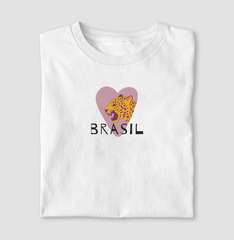 brasil coração onça - Camiseta