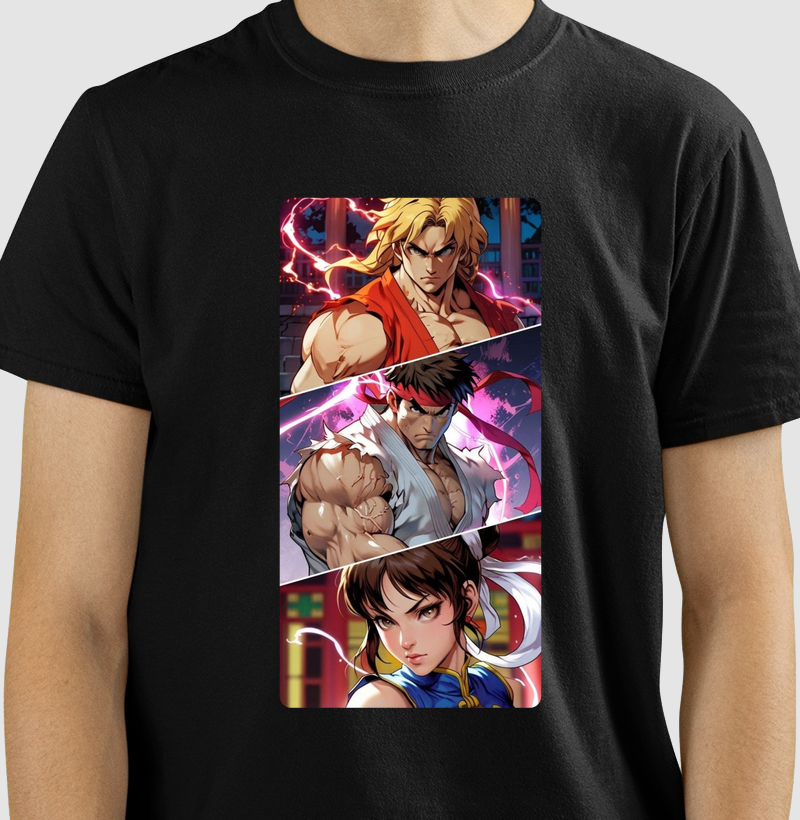 Camiseta geek Ken Ryu Chun-Li Street Fighter