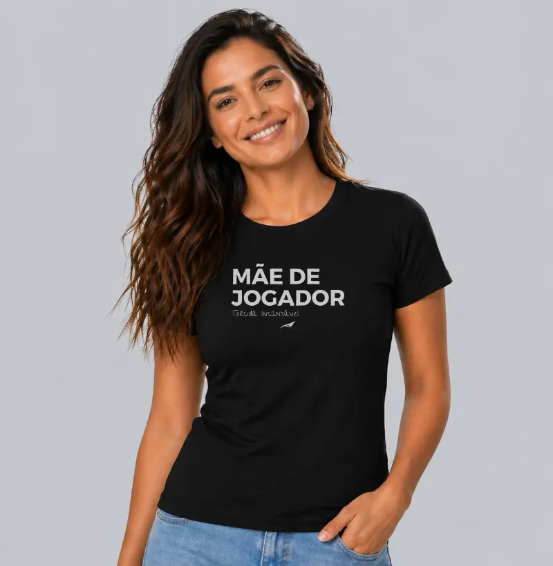 Camiseta Feminina Mãe de Jogador - Torcida Incansável - 100% Algodão Premium - Edição Especial Dia das Mães