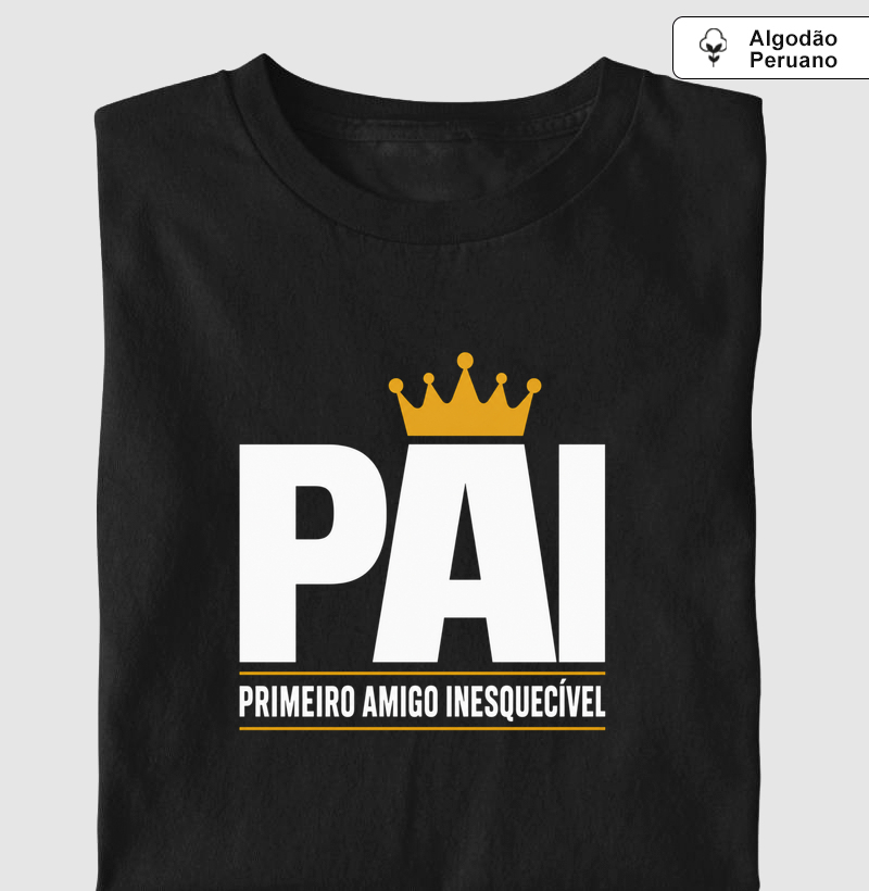 Camiseta Algodão Peruano "1° Amigo" - Preta