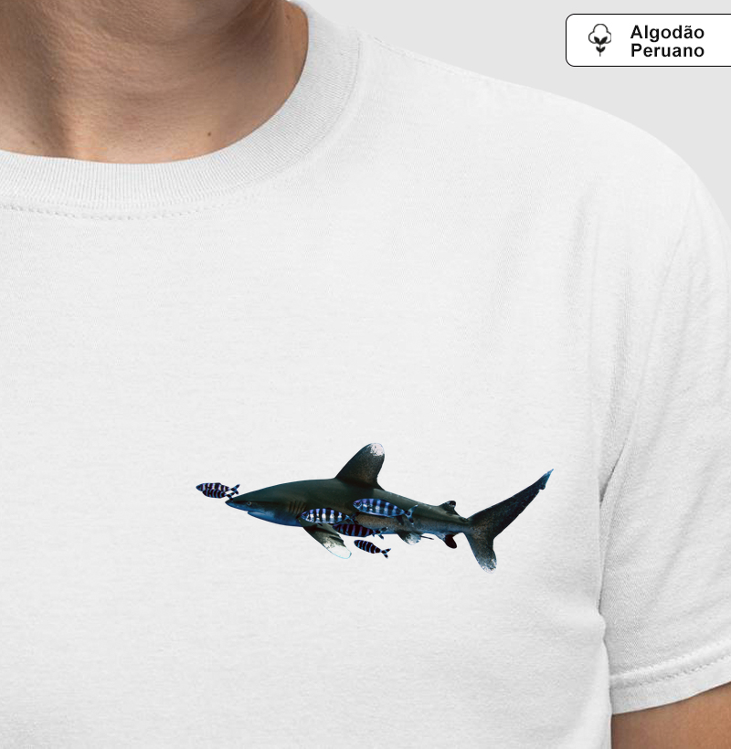 Whitetip Shark Pocket - Camiseta Algodão Peruano