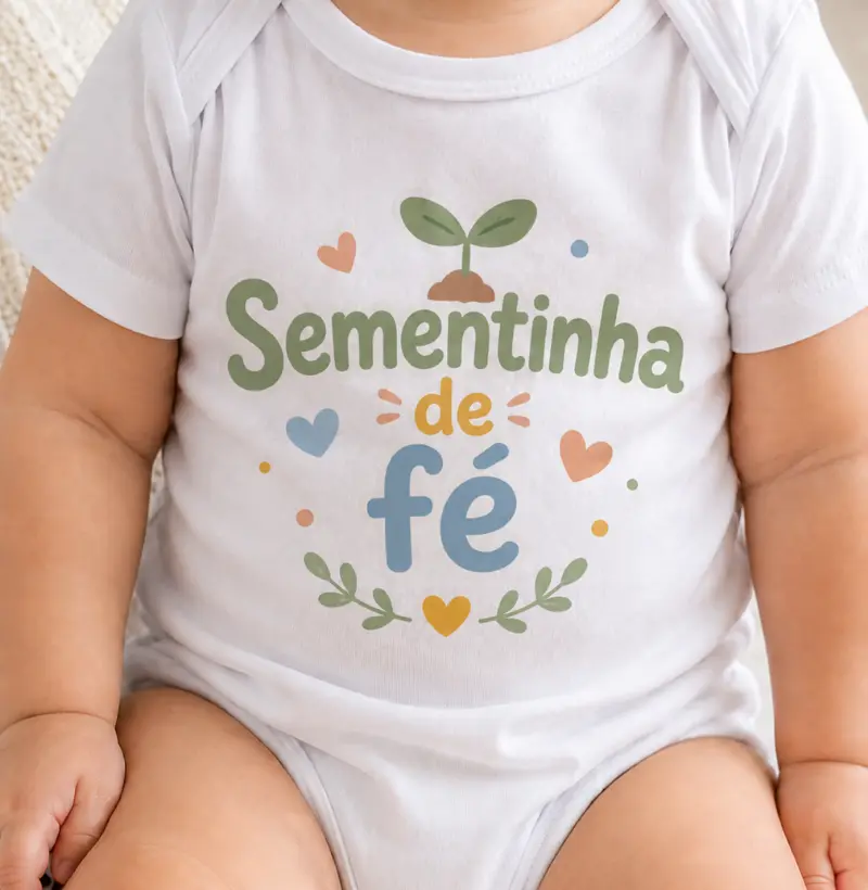 Body Bebê Cristão Sementinha de Fé