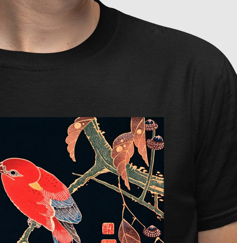 RED PARROT ON THE BRANCH OF A TREE  de Ito Jakuchu.