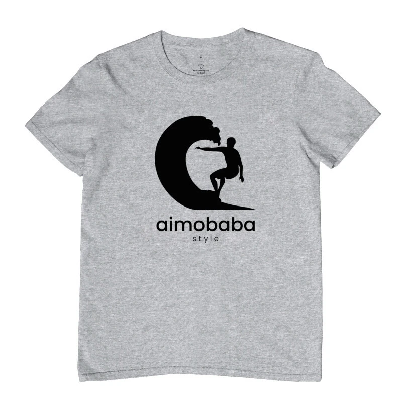 Camiseta Aimobaba Onda masculina cinza mescla