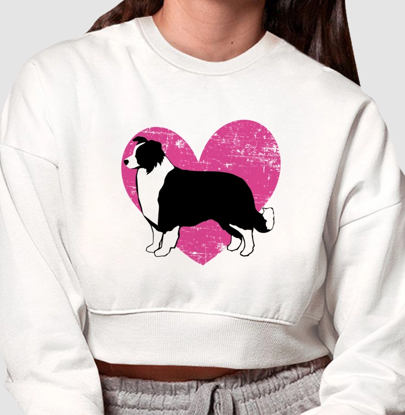 Border Collie Coração Rosa