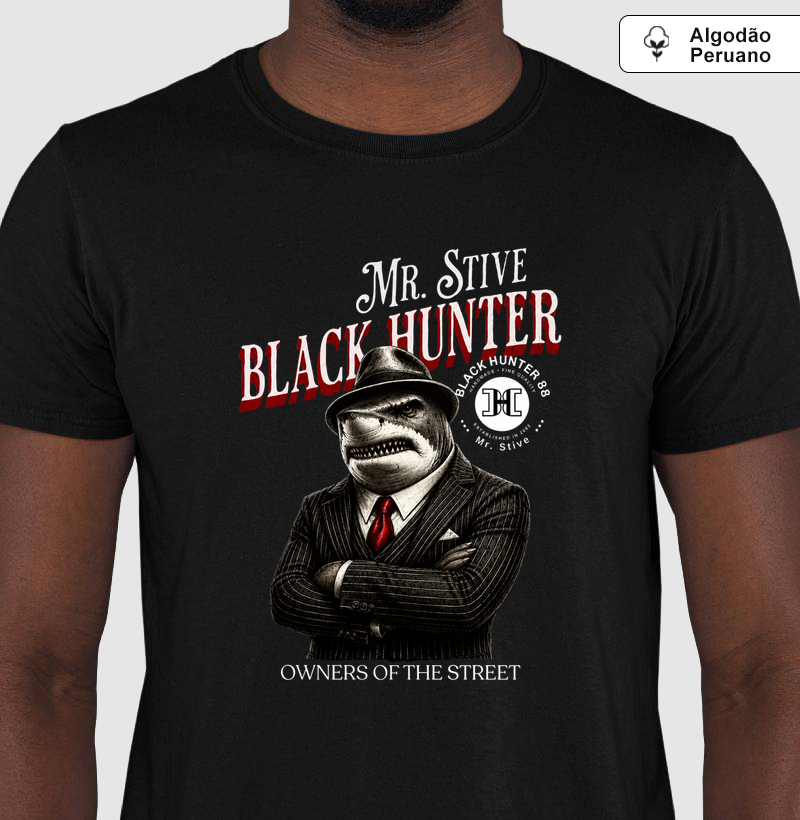 camiseta algodão peruano Mr Stive black hunter