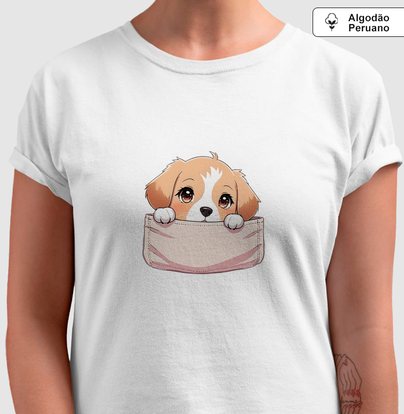 Camiseta Algodão Peruano Cachorrinho Curioso