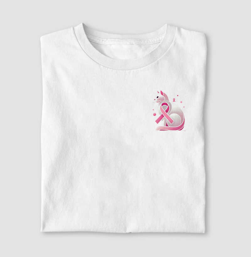 Gato Outubro Rosa - Camiseta