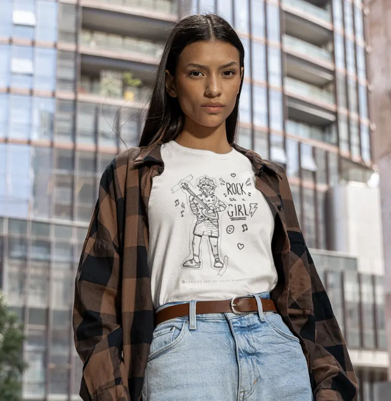 Camiseta Adulto Rock Like a Girl by Talita Marquezinho