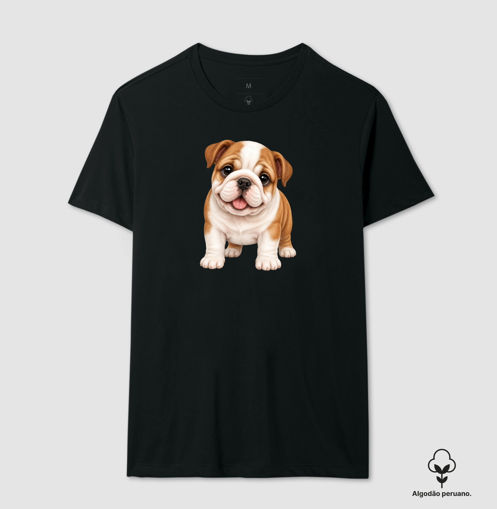 Bulldog (Buldogue) Inglês - Desenho Animado - Camiseta Algodão Peruano