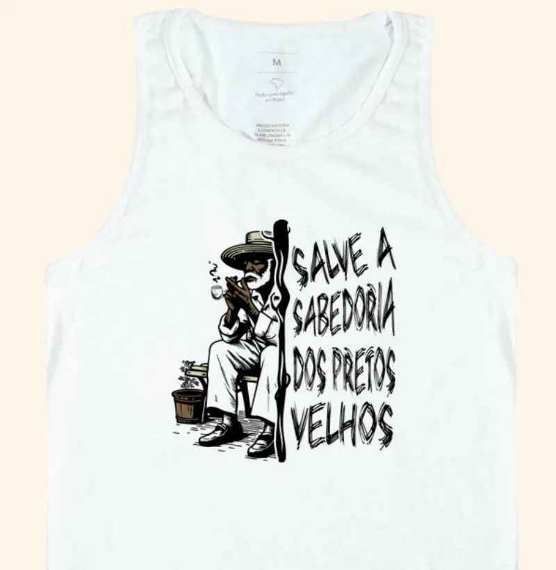 Camiseta Umbanda Preto Velho Salve a Sabedoria - Regata