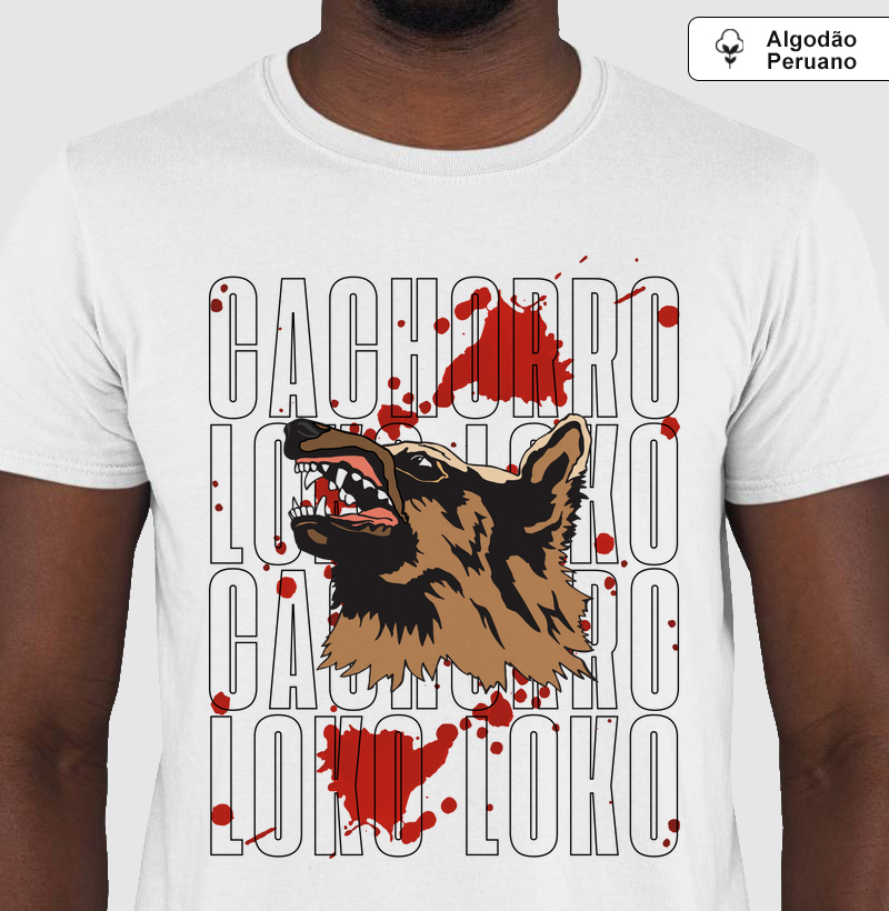 Camiseta Algodão Peruano Dog Pulse Cachorro Loko - Red Blood
