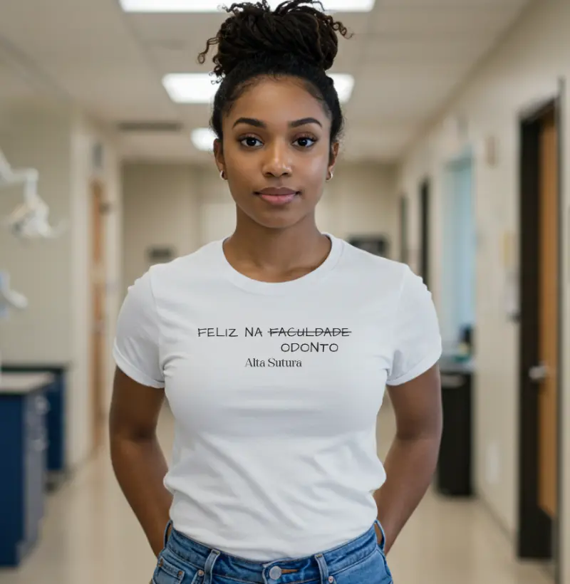 Camiseta Unissex 100% Algodão - Feliz na odonto