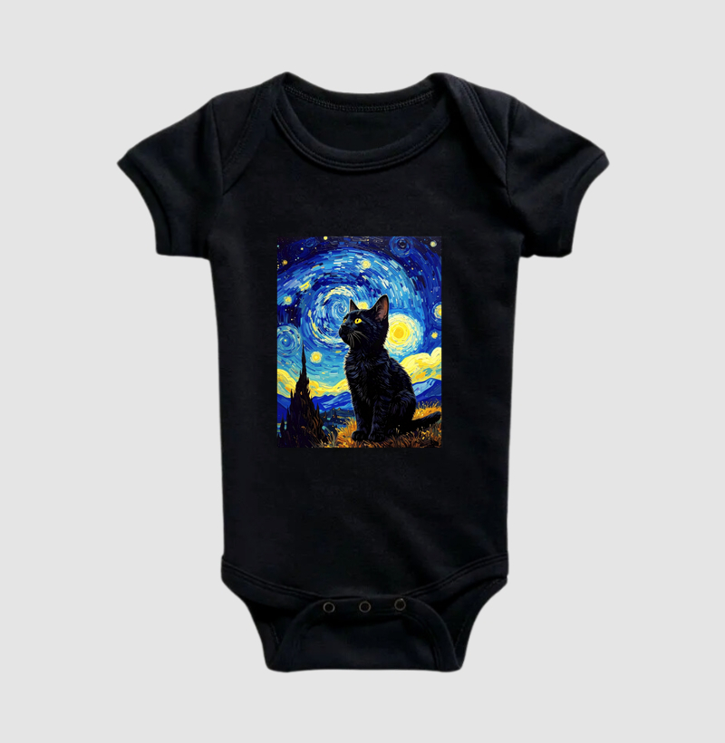 Gatinho e a Noite Estrelada Van Gogh