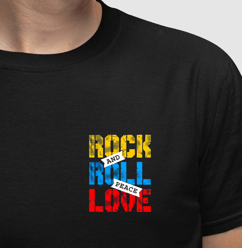 Camiseta Rock, Love and Peace
