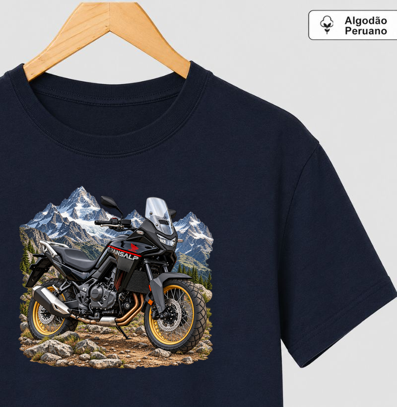 Honda Transalp Montanhas - Camiseta Algodão Peruano