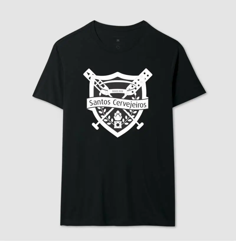 Camiseta Santos Cervejeiros Logo Branco e Preto
