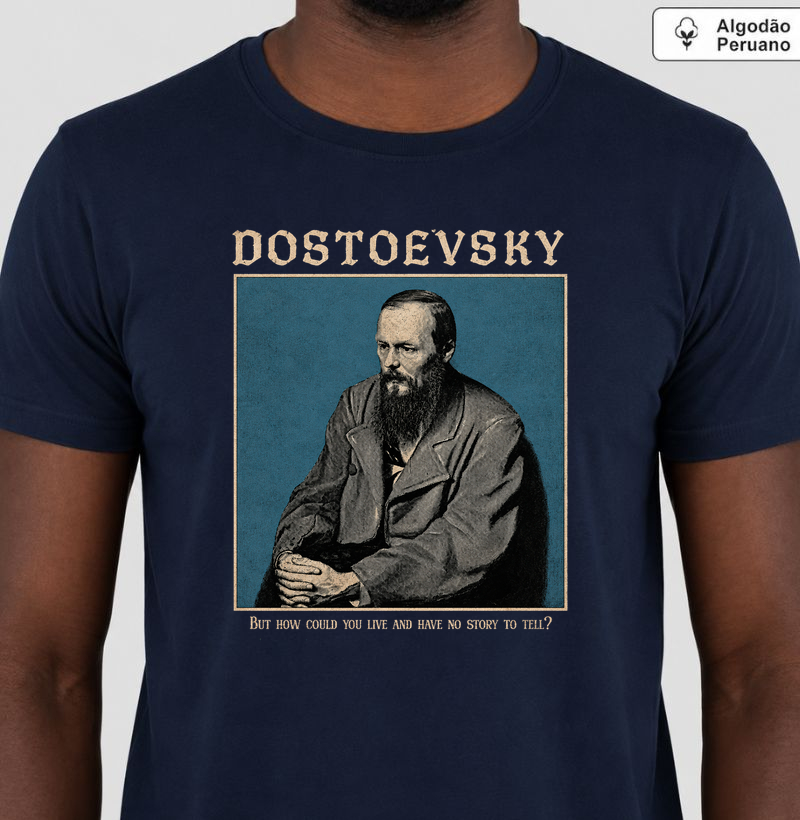 Camiseta Fiódor Dostoiévski Vintage Algodão Peruano Premium
