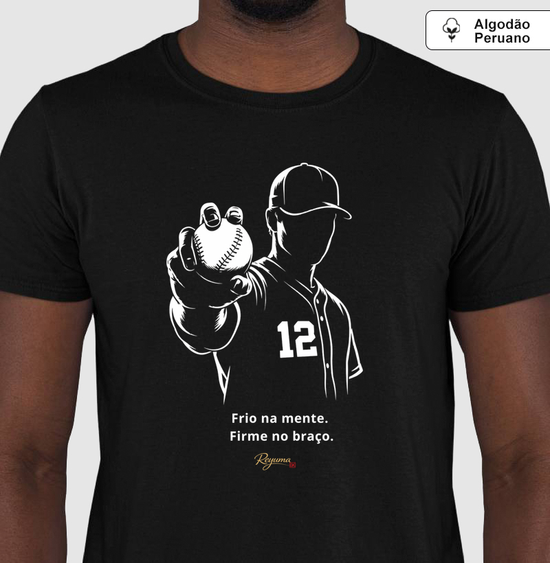 Camiseta Masculina e Feminina de Algodão Peruano Baseball “Firme no Braço”