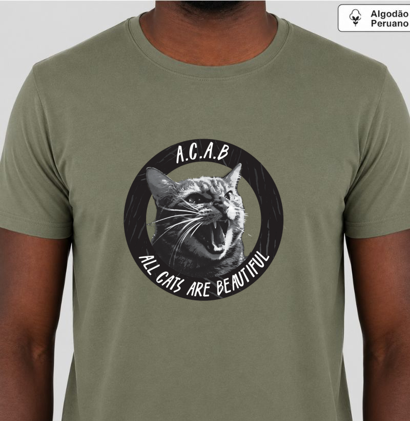 [GABYSHINY] ACAB - ALL CATS ARE BEAUTIFUL - Camiseta Algodão Peruano