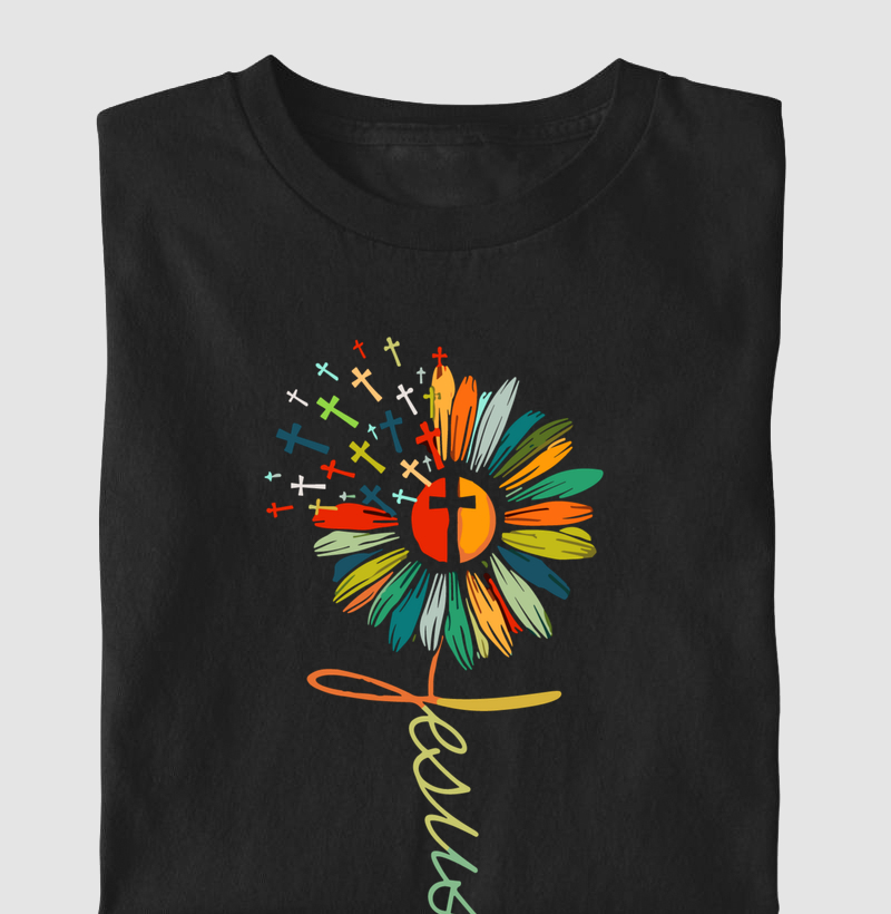 Camiseta Masculina Jesus Flor
