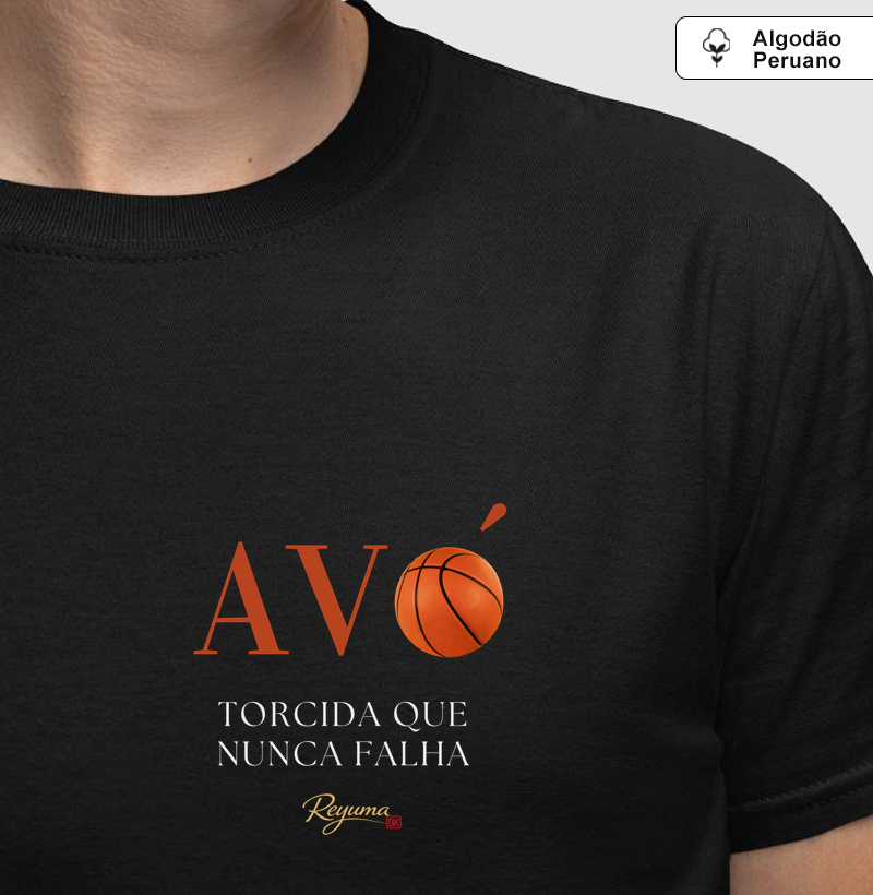 Camiseta Masculina, Feminina, Babylook e Unissex de Algodão Peruano Basquete "Avó Torcida que nunca falha" - Avó