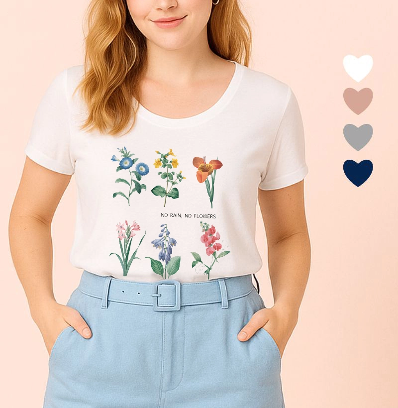 Camiseta Feminina Ilustrada Flores