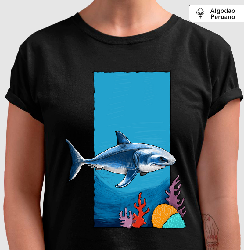 Camiseta Algodão Peruano Tubarão