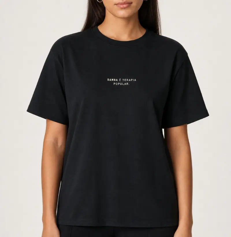 Camiseta Unissex em Algodão Estampa "Samba é Terapia Popular" – Versatilidade & Estética Minimalista